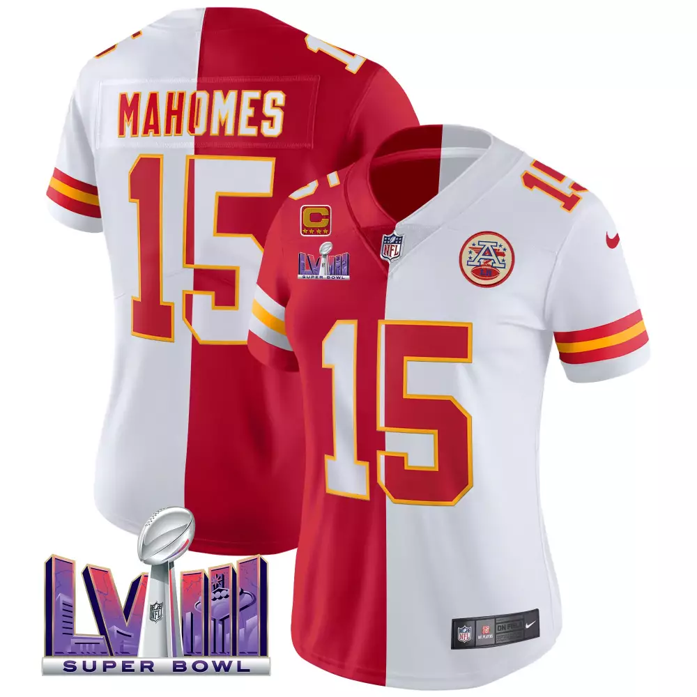 Patrick Mahomes 15 Kansas City Chiefs Super Bowl LVIII Gold Patch Vapor Jersey | All Stitched Fan Gear | For Men, Women & Youth