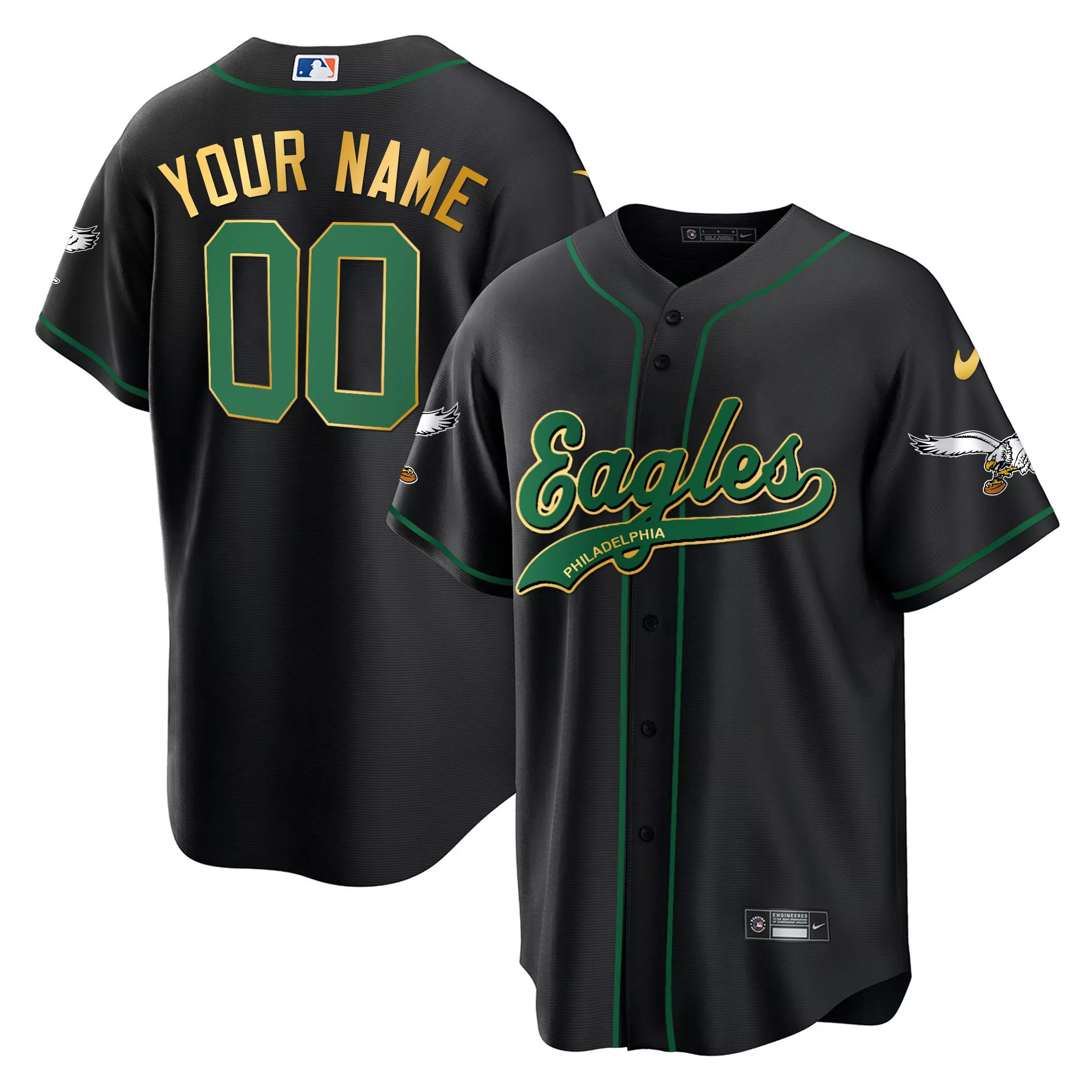 philadelphia eagles custom green jersey with 1933 patch personalized player shirt