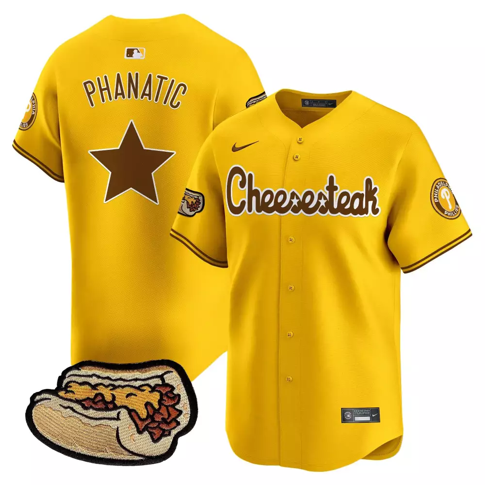 2023 Yellow Cheesesteak Premier Limited Jersey | Philadelphia Phillies Women's Stitched Vapor | Unique Fan Gear | For Men, Women & Youth