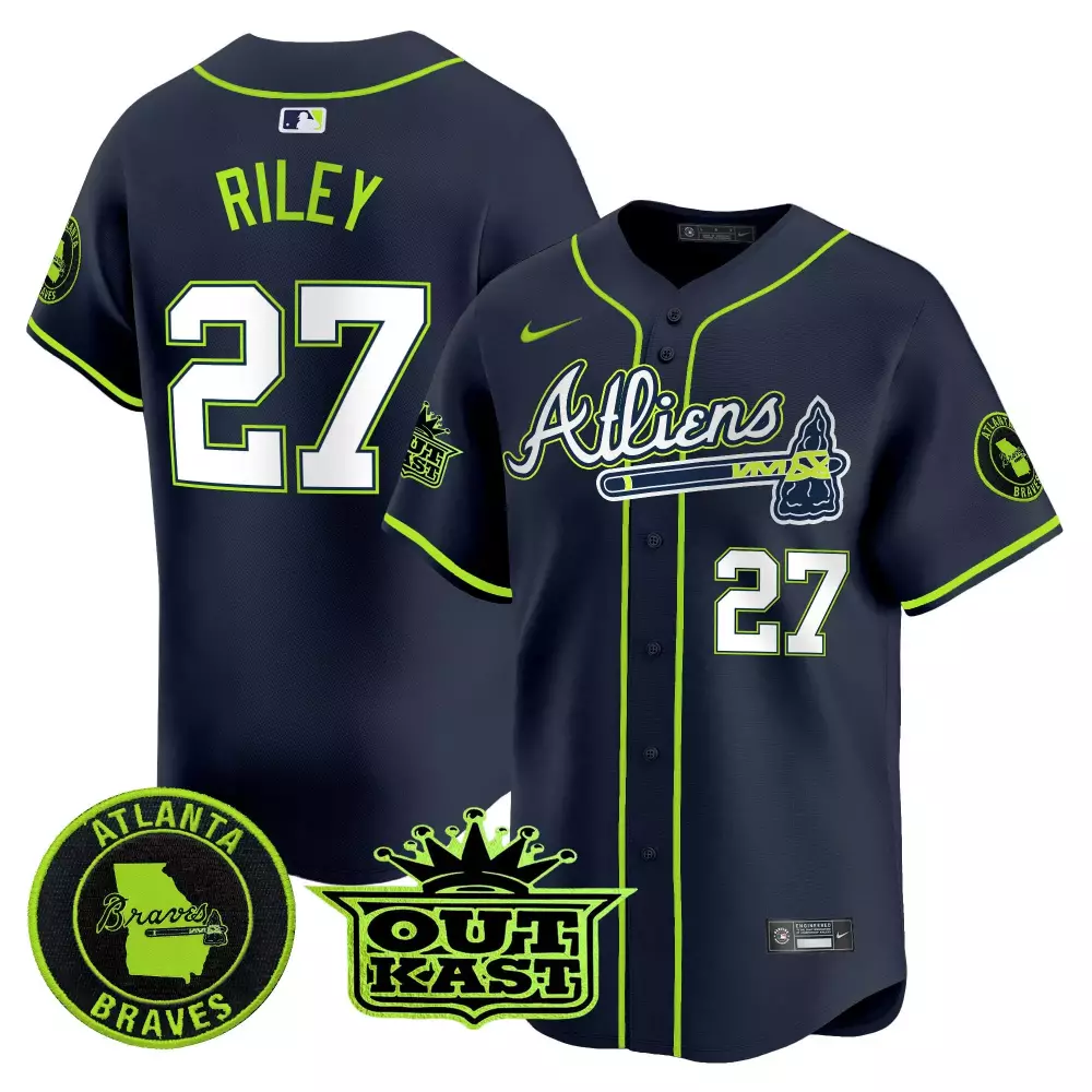 Riley 27 Atlanta Braves 2023 Vapor Premier Limited Jersey | Navy Design with Outkast Patch | Game Day Outfit | For Men, Women & Youth