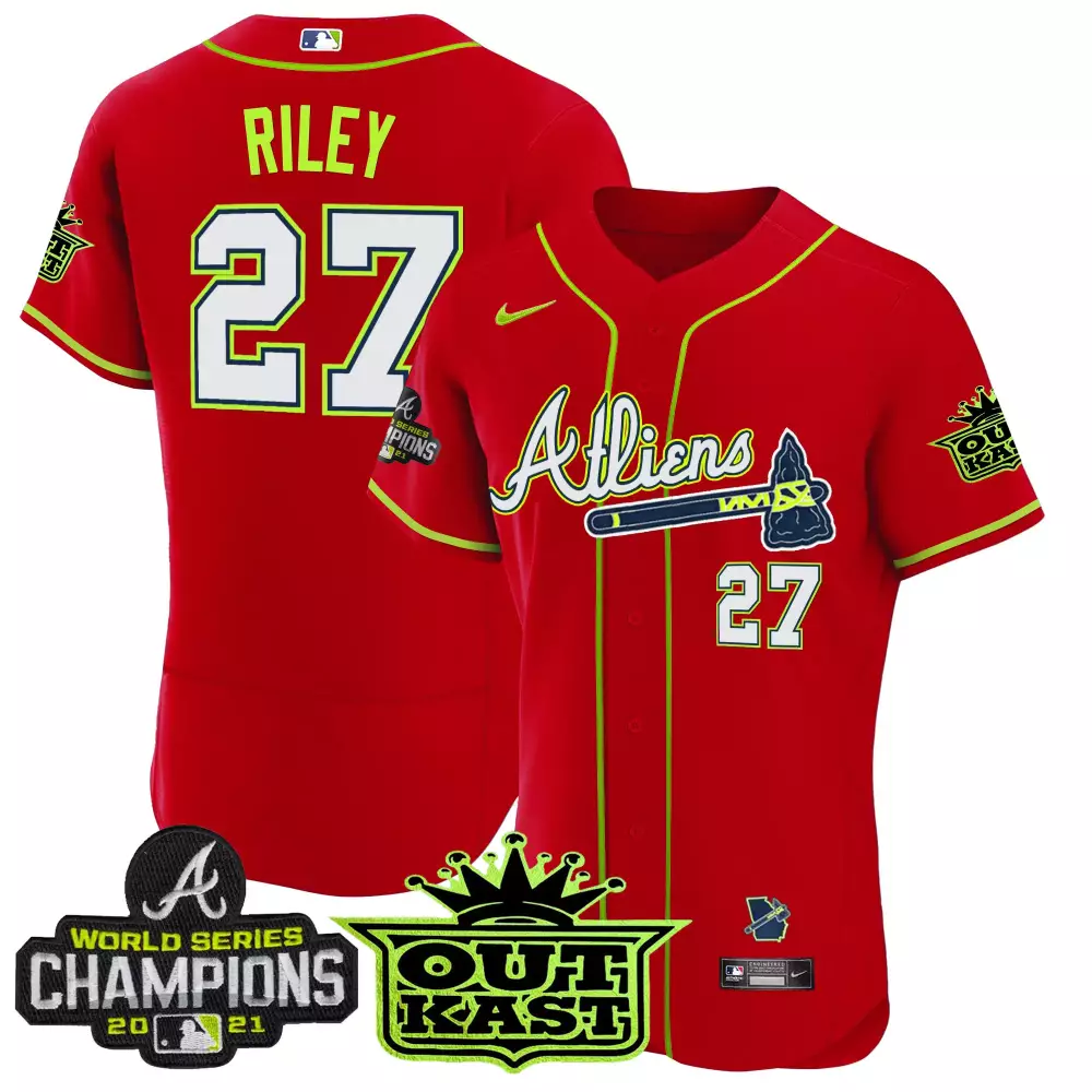 riley 27 atlanta braves red champions flex base jersey all stitched