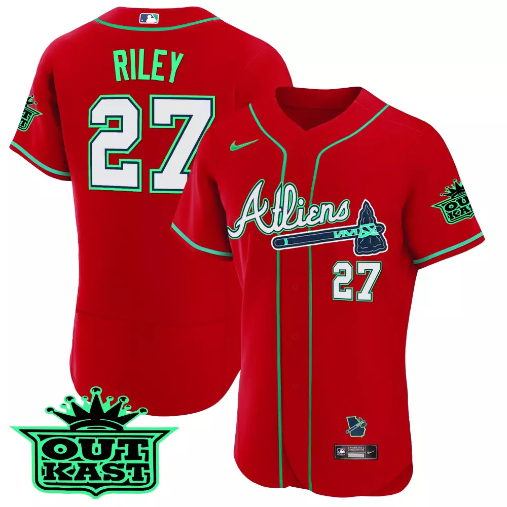 riley 27 atlanta braves red champions flex base jersey all stitched