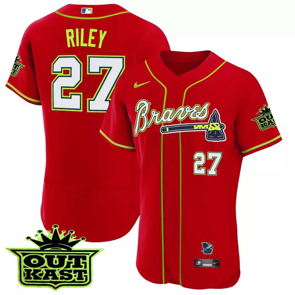 Riley 27 Atlanta Braves Red Outkast All Stitched Vapor Jersey | 2023 Edition | Fan Gear | For Men, Women & Youth
