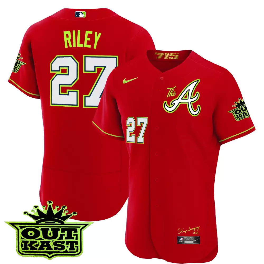 Riley 27 Atlanta Braves Red Outkast All Stitched Vapor Jersey | 2023 Edition | Fan Gear | For Men, Women & Youth