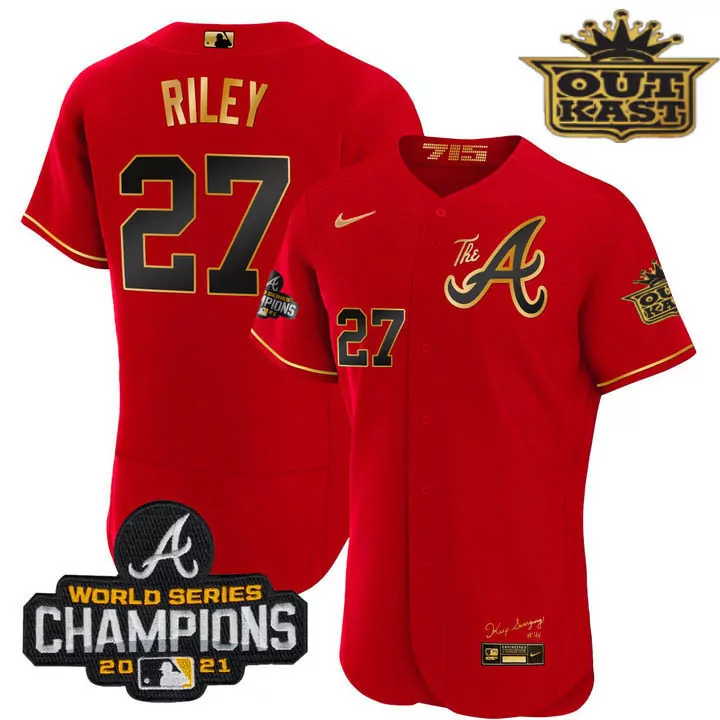 Riley 27 Atlanta Braves Red Outkast All Stitched Vapor Jersey | 2023 Edition | Fan Gear | For Men, Women & Youth