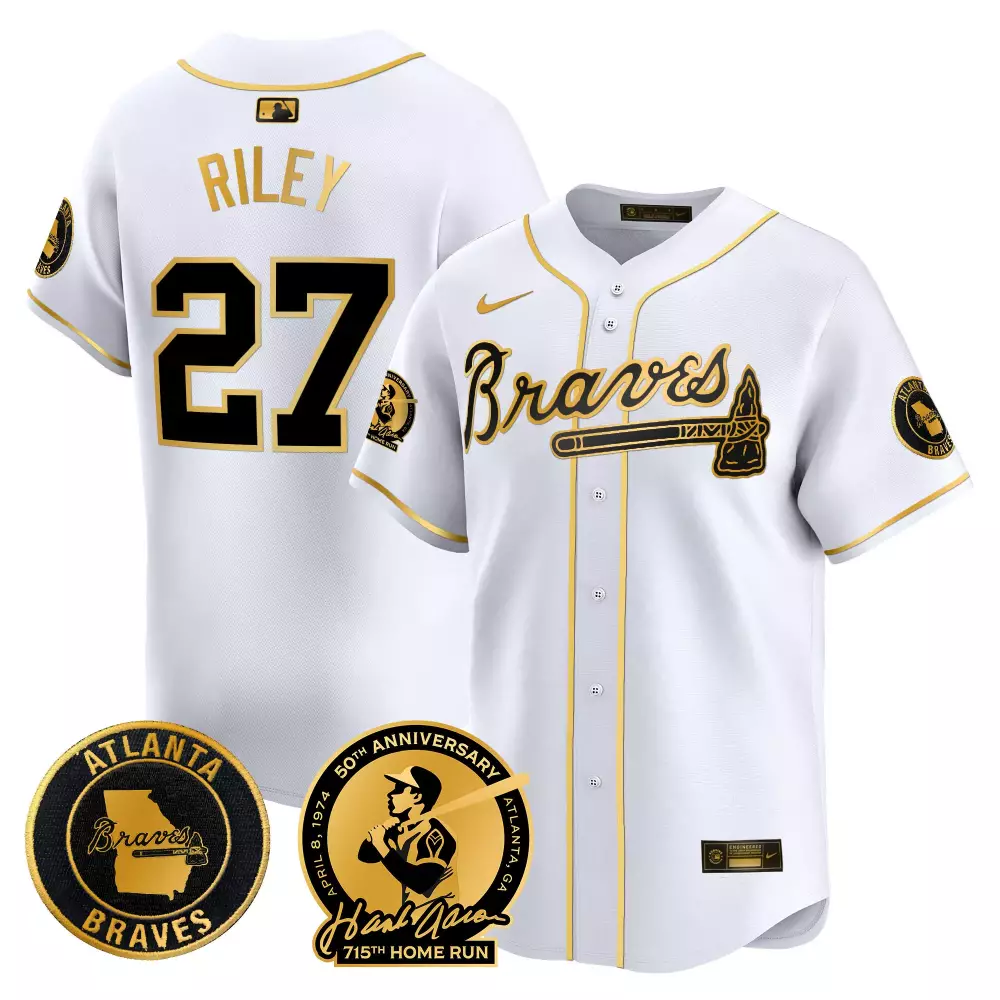Riley 27 Atlanta Braves White Vapor Jersey | 2021 World Series Champions | 150th Anniversary Edition | For Men, Women & Youth