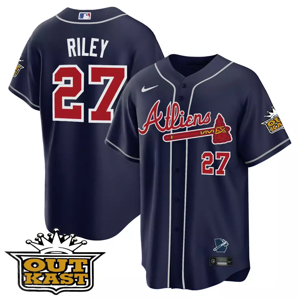 Ronald Riley 27 Atlanta Braves 2023 Navy Stitched Jersey | Name Patch | Fan Gear for Men, Women & Youth