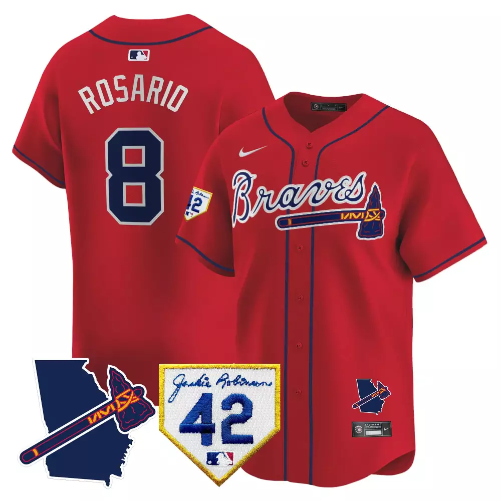 Rosario 8 Atlanta Braves 2024 Spring Training White Vapor Premier Jersey | All Stitched | Limited Edition for Men, Women & Youth