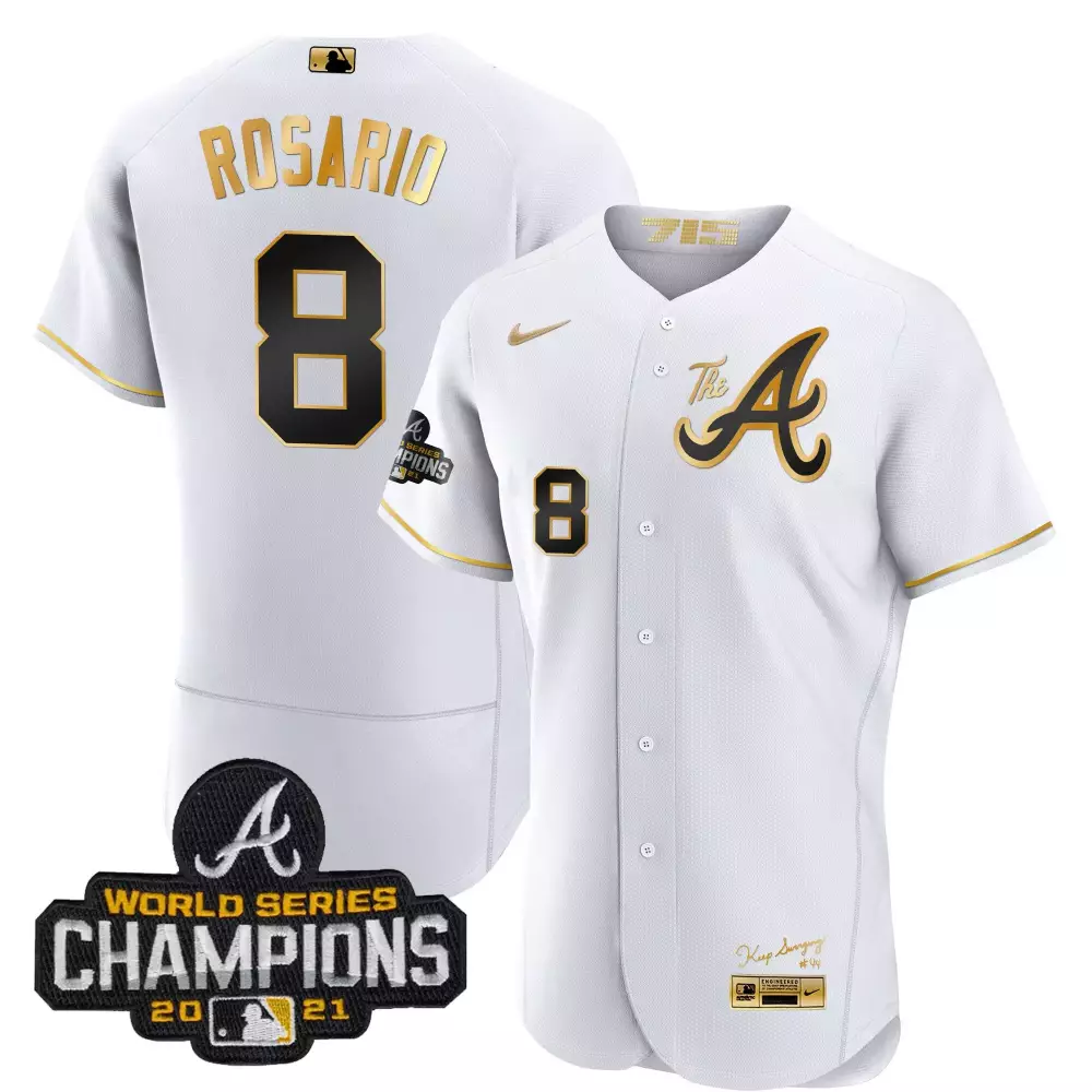 Rosario 8 Atlanta Braves 2023 White Stitched Jersey | Name Patch | Game Day Outfit for Men, Women & Youth