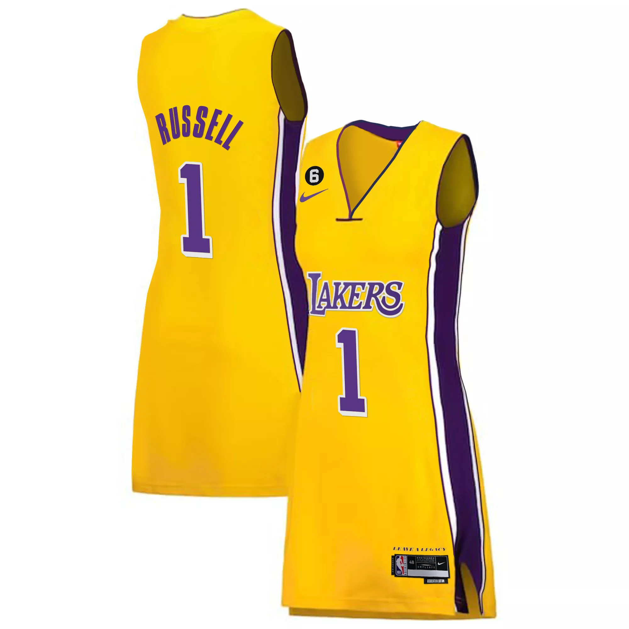 russell 1 los angeles lakers 2023 women s all stitched vapor jersey yellow white edition