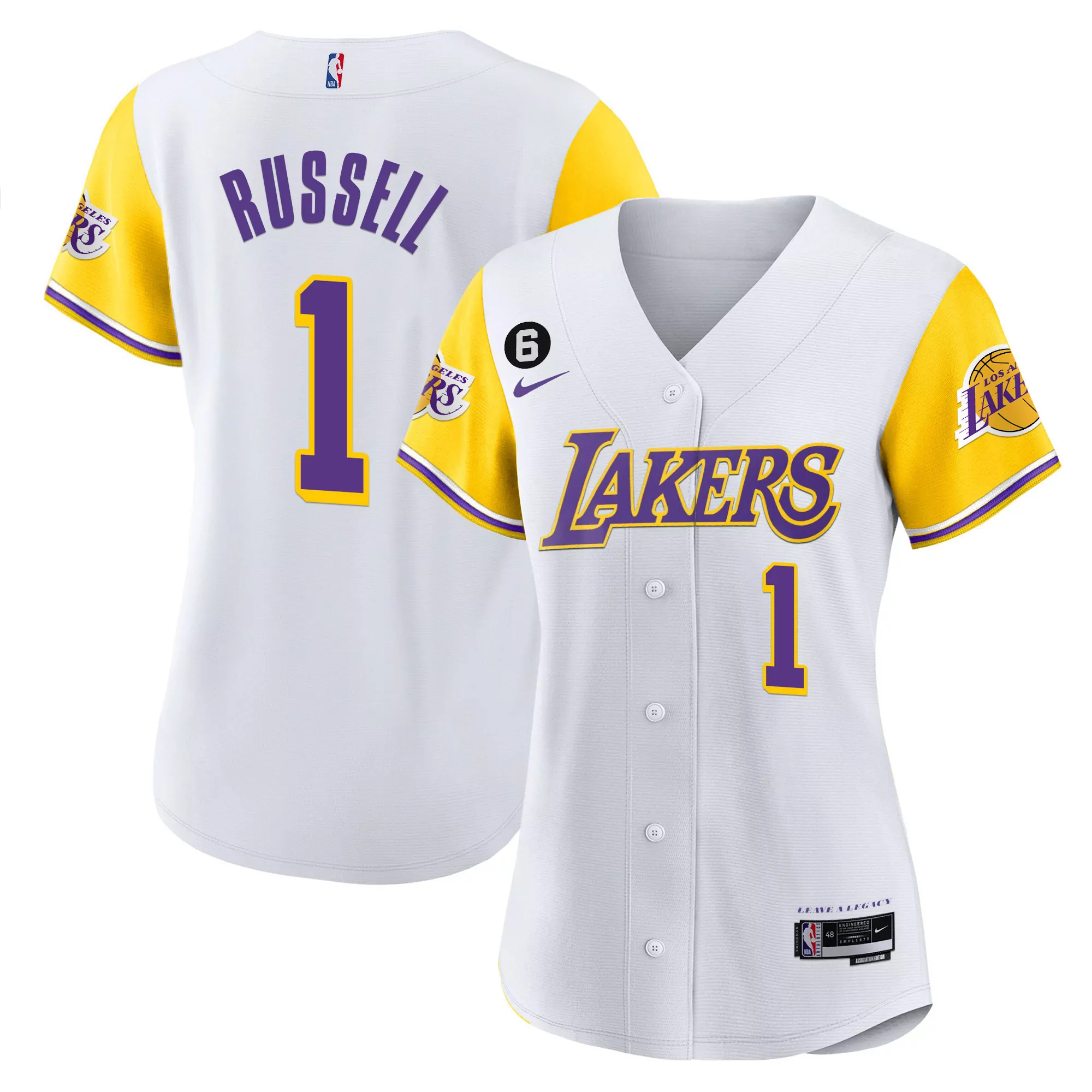 russell 1 los angeles lakers women s purple baseball jersey all stitched 2023 1