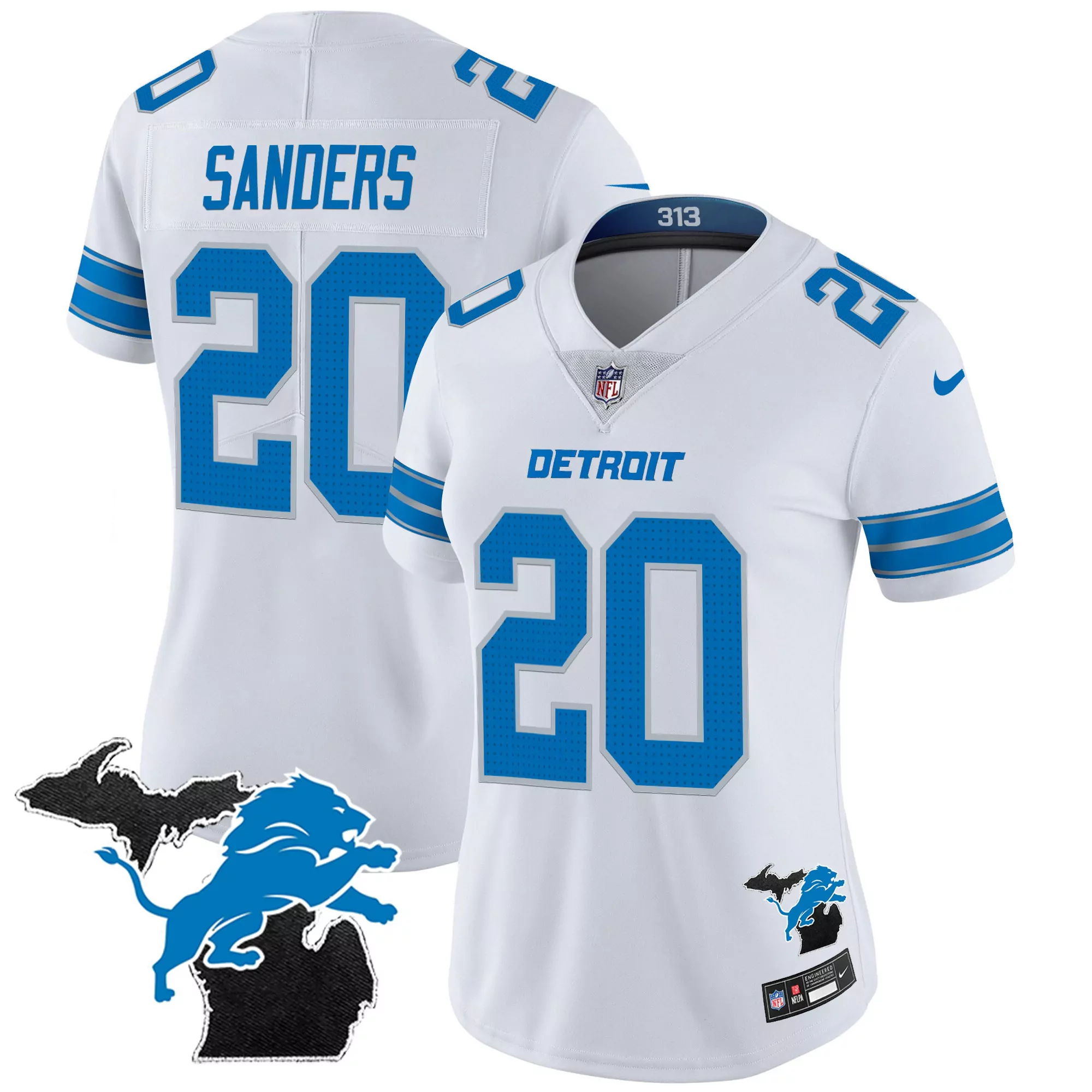 sanders 20 detroit lions white jersey 2024 women s all stitched vapor jersey