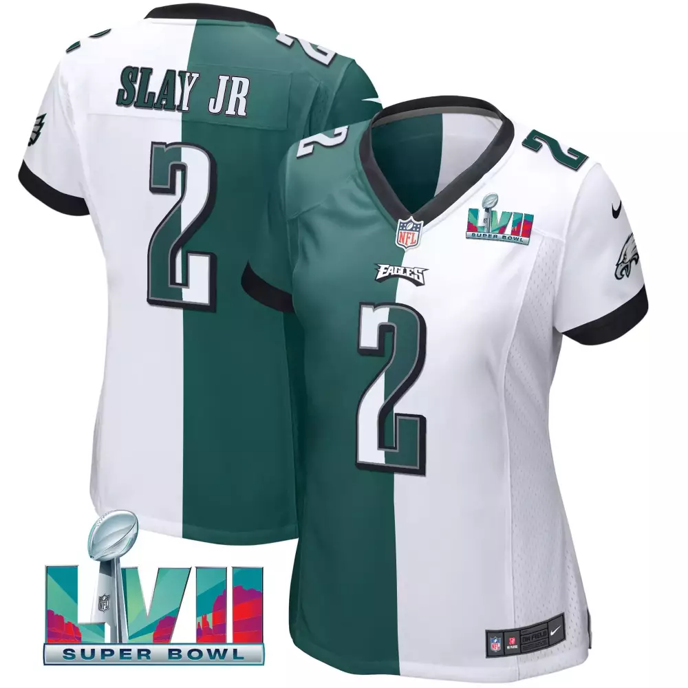 Slay Jr 2 Philadelphia Eagles Super Bowl LVII Women's Split Jersey | All Stitched for Game Day | For Men, Women & Youth