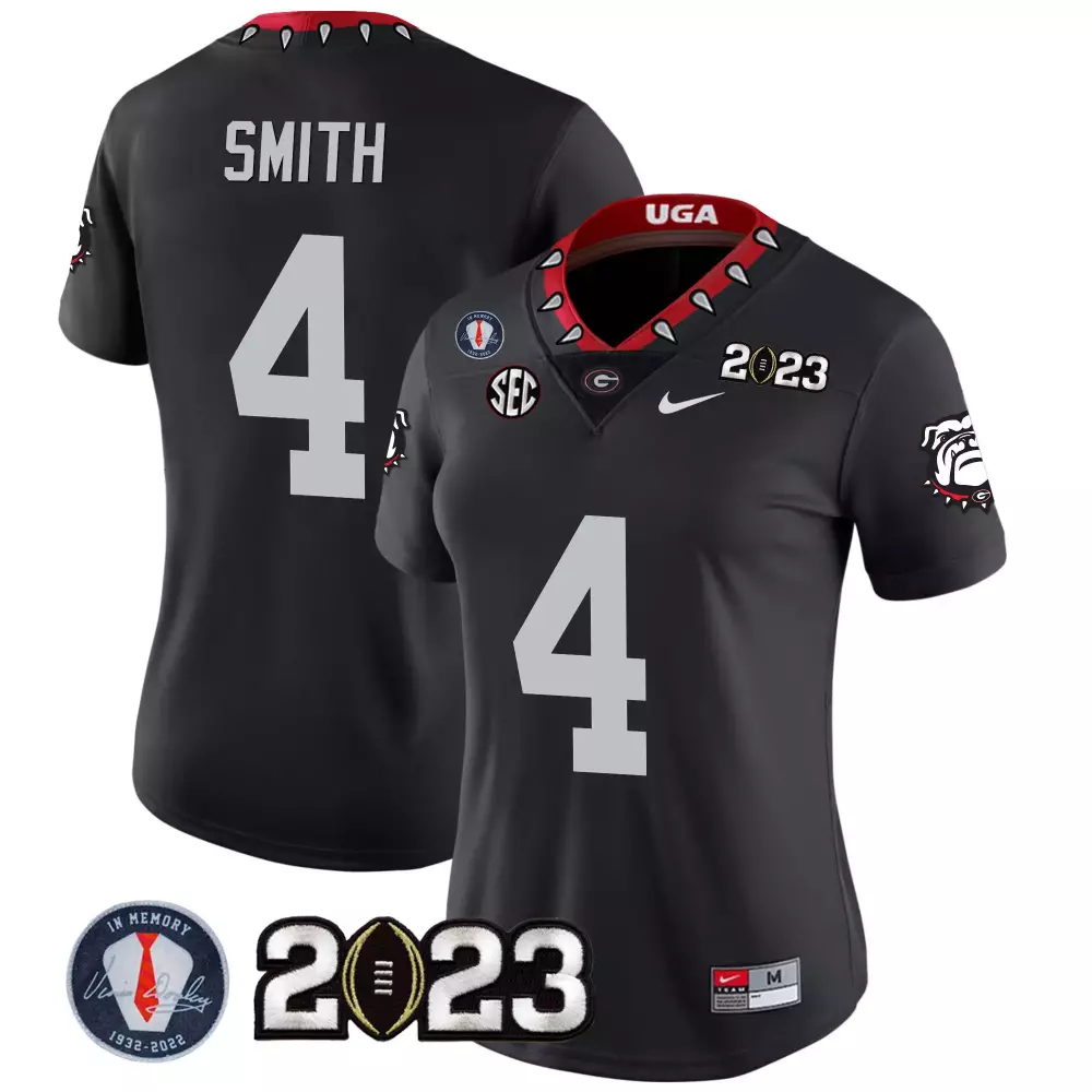 Smith 4 Georgia Bulldogs 2023 Women’s Red All Stitched Vapor Jersey | In Memory Patch | Fan Gear for Women & You