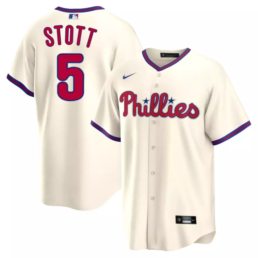 Stott 5 Philadelphia Phillies Green Stitched Jersey | Name Patch 2023 Men's Style | Game Day Outfit | For Men, Women & Youth