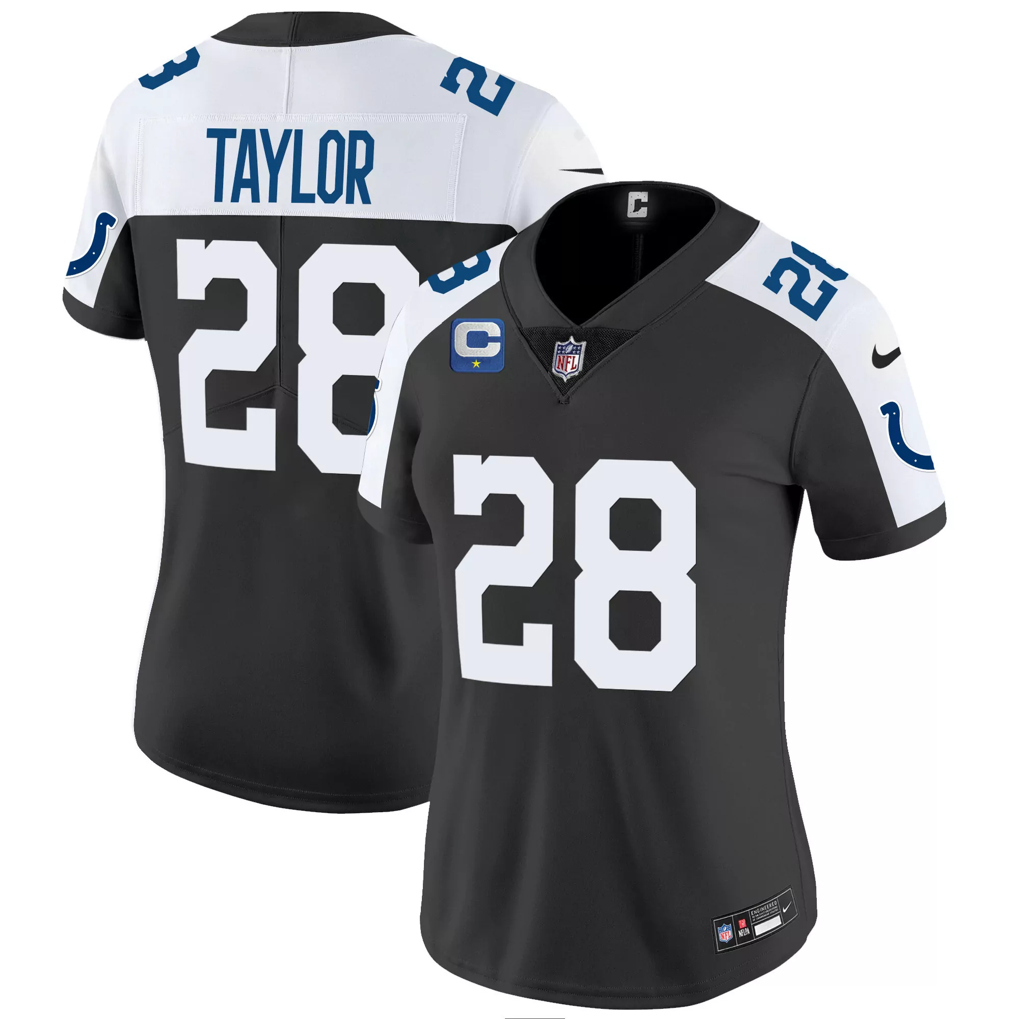taylor 28 indianapolis colts women s black all stitched vapor limited jersey