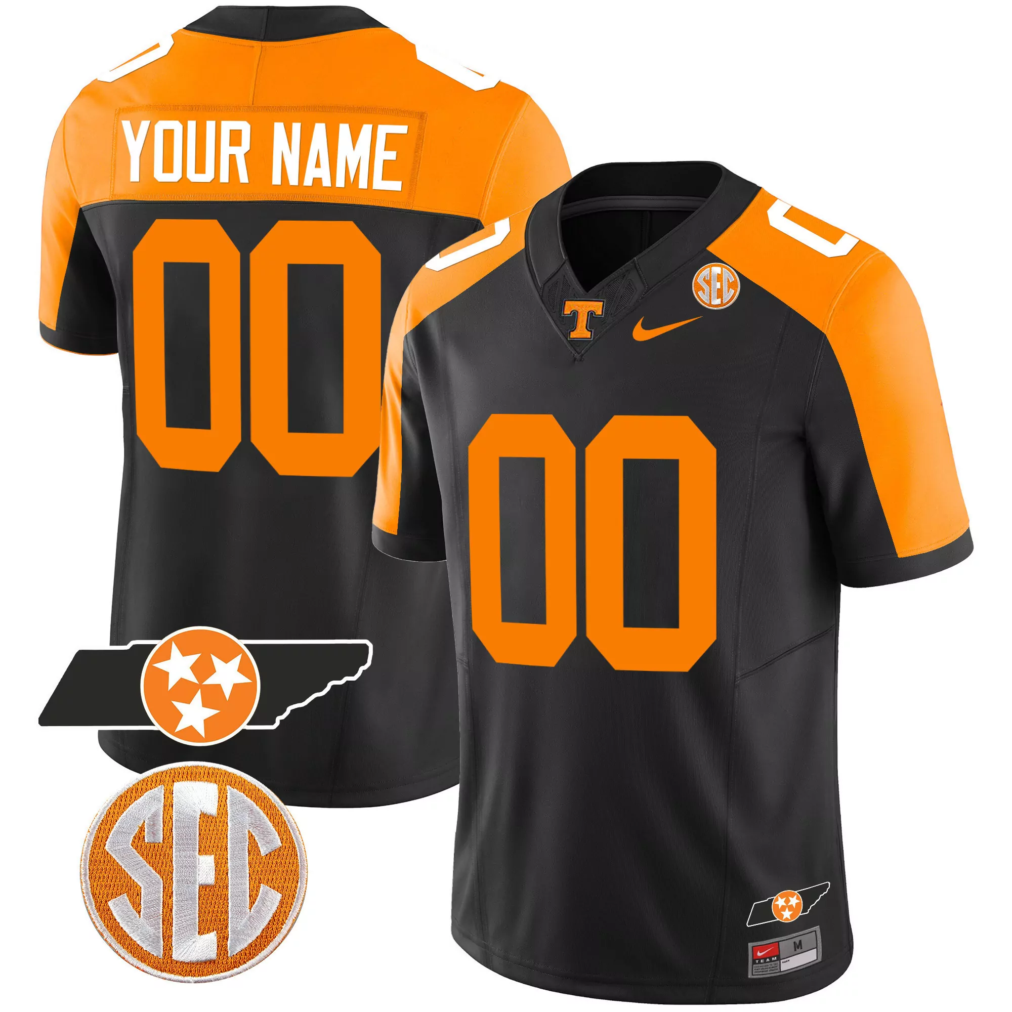 tennessee volunteers black 1 custom jersey 2023 men s all stitched vapor jersey