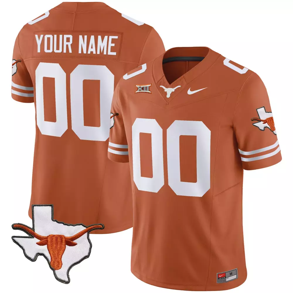 Texas Longhorns Orange All Stitched Vapor Jersey Custom 00 | Limited Edition 2023 Fan Gear for Men, Women & Youth
