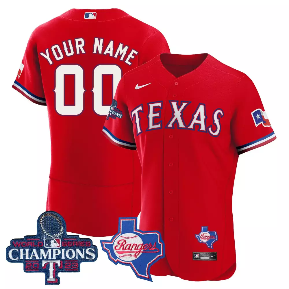 Texas Rangers Red Custom Jersey 2023 | World Series Champions | Vapor Edition Fan Gear | For Men, Women & Youth