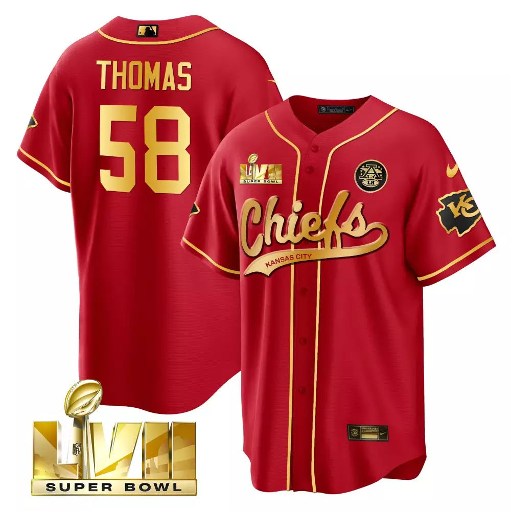 Thomas 58 Kansas City Chiefs Red Super Bowl LVII Jersey | All Stitched Vapor | Game Day Outfit | For Men, Women & Youth