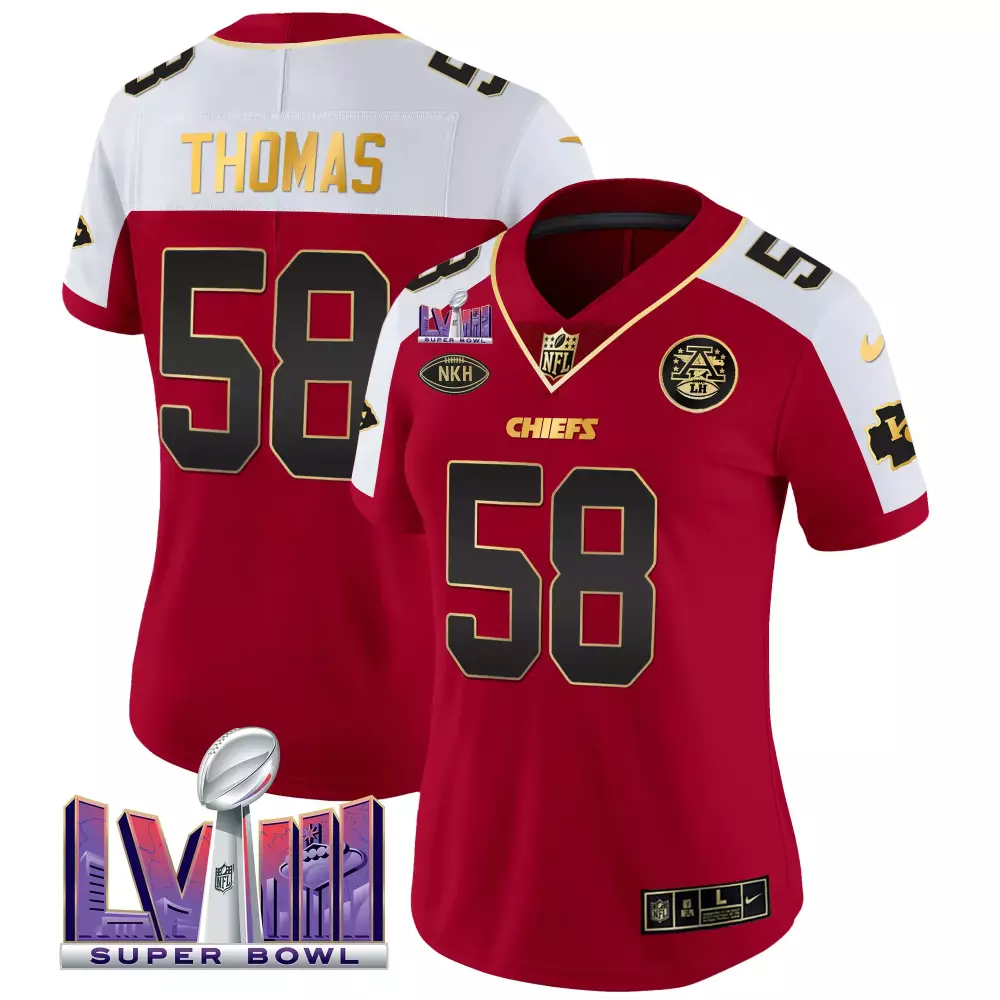 Thomas 58 Kansas City Chiefs Super Bowl Jersey | 2023 Men's All Stitched Vapor Gold | Limited Edition Fan Gear | For Men, Women & Youth