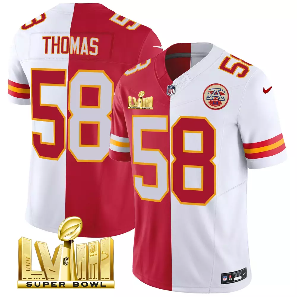 Thomas 58 Kansas City Chiefs Super Bowl LVIII Gold Patch Stitched Jersey | Vapor Style | Limited Edition Fan Gear | For Men, Women & Youth