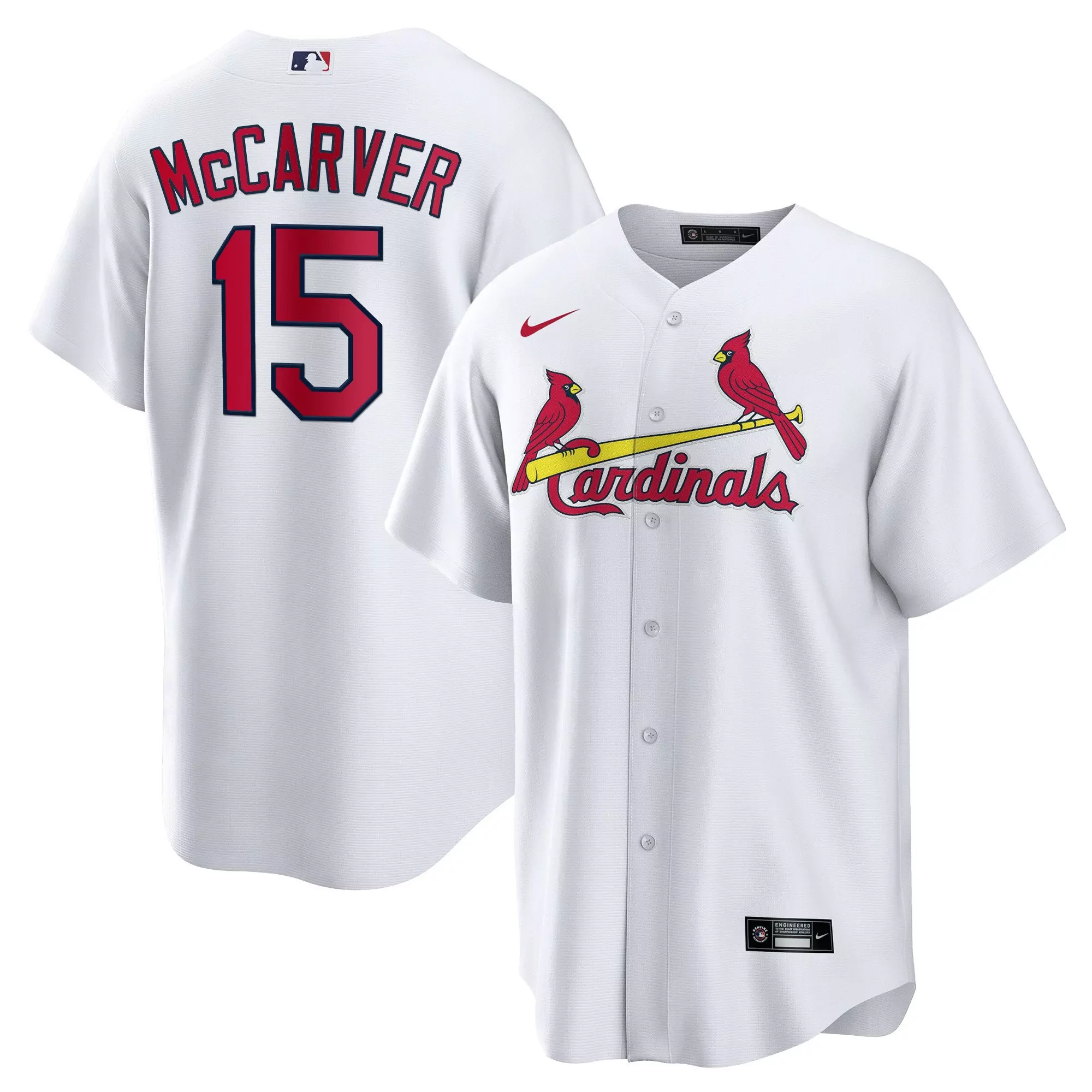 tim mccarver 15 st louis cardinals 2023 men s cool base jersey all stitched white