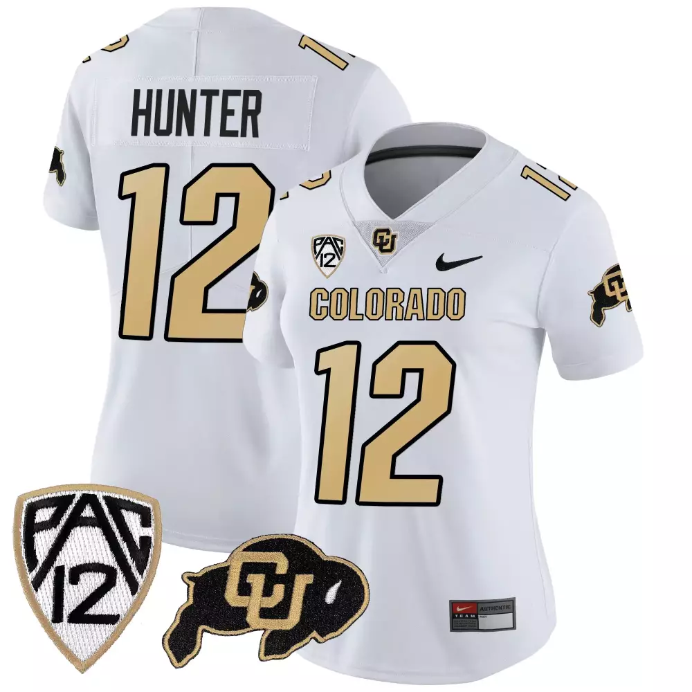 Travis Hunter 12 Colorado Buffaloes Women's White All Stitched Vapor Jersey | 2023 | Fan Gear for Women & Youth