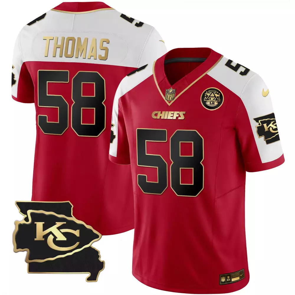 Travis Thomas 58 Kansas City Chiefs Red Vapor Limited Jersey | Super Bowl LVII All Stitched Edition | Fan Gear for Men, Women & Youth