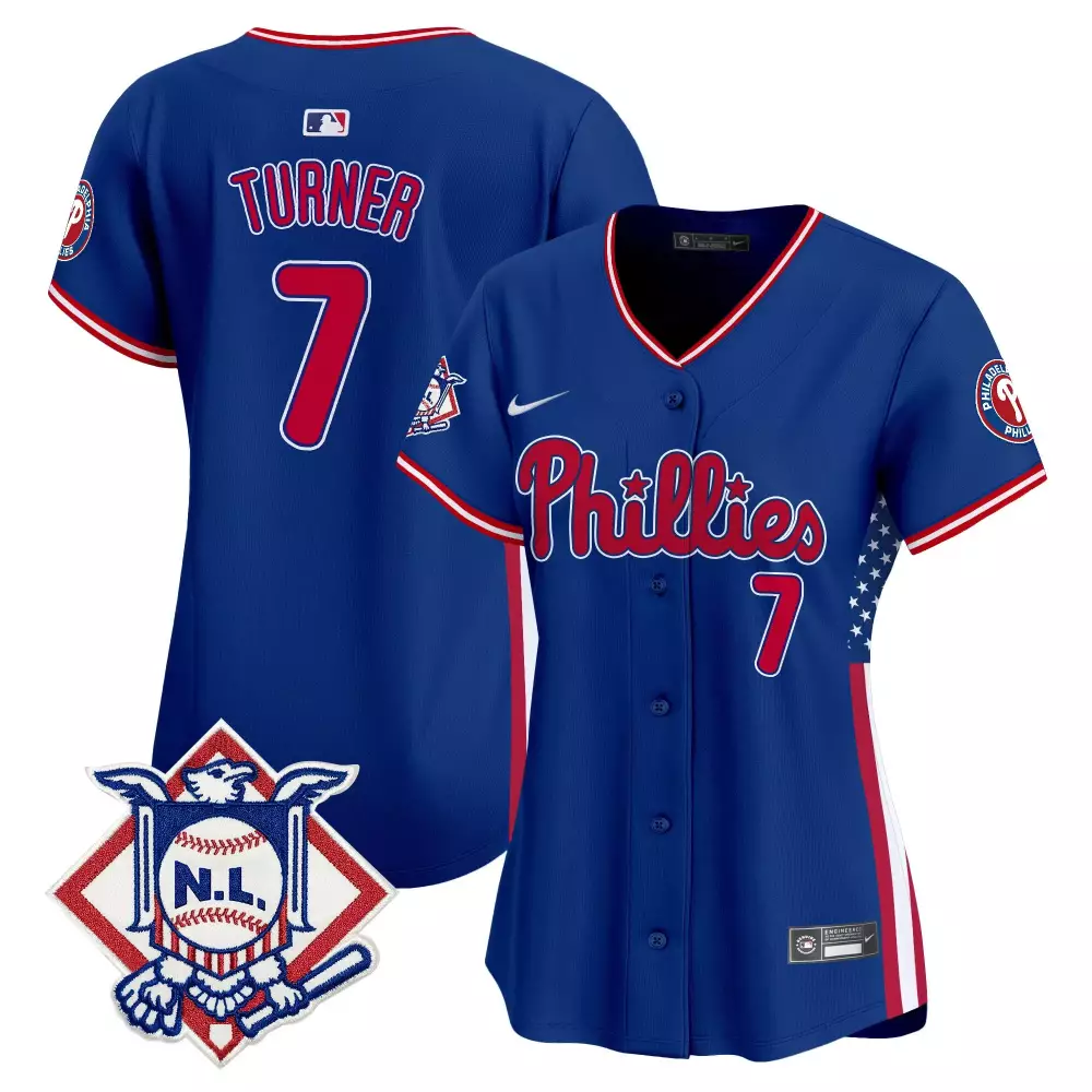 Trea Turner Philadelphia Phillies 2024 Blue All Stitched Vapor Jersey with NL Patch | Fan Gear for Men, Women & Youth
