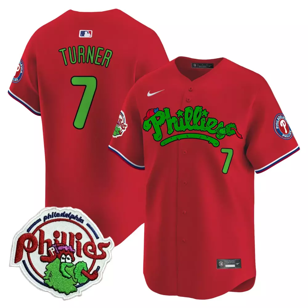 Turner 7 Philadelphia Phillies Red Jackie Robinson Patch Vapor Premier Limited Jersey | All Stitched 2023 | Game Day Fan Gear | For Men, Women & Youth