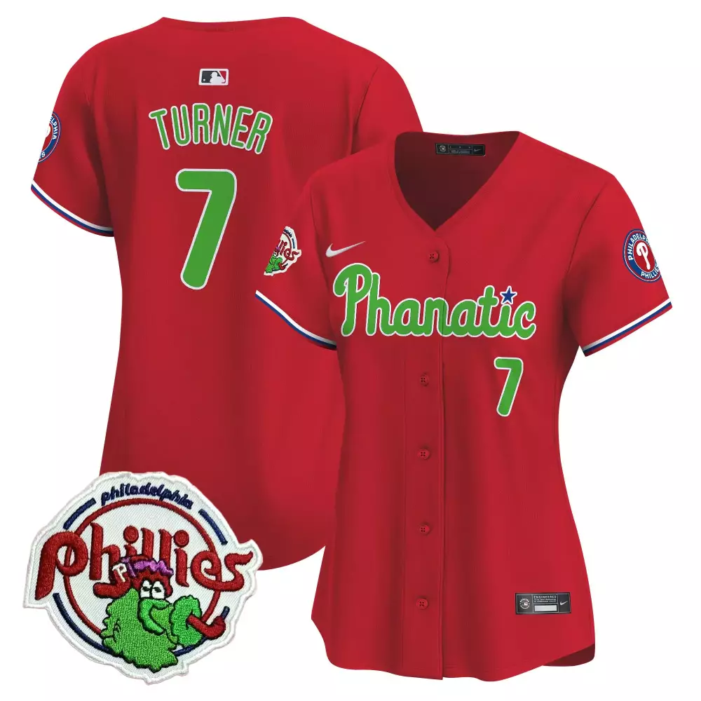 Turner 7 Philadelphia Phillies Red Jackie Robinson Patch Vapor Premier Limited Jersey | All Stitched 2023 | Game Day Fan Gear | For Men, Women & Youth