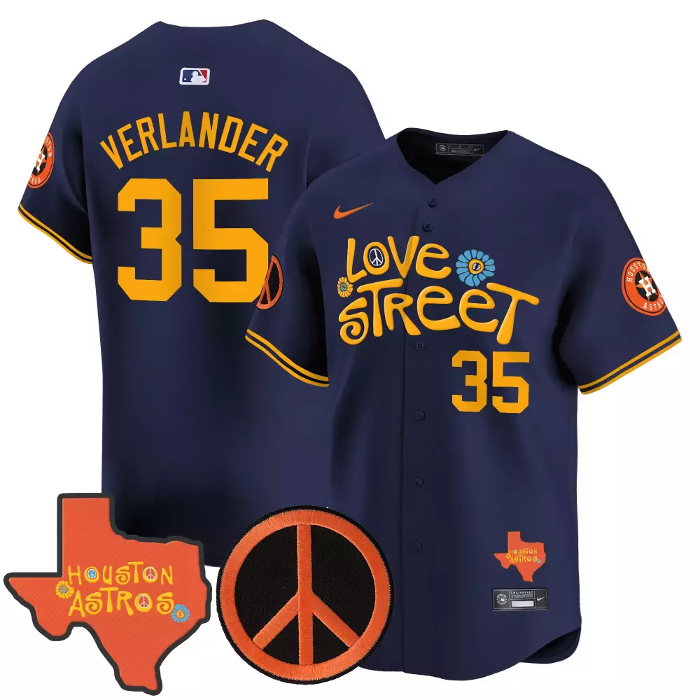 Verlander 35 Houston Astros 2023 Navy Stitched Jersey | Name Patch | Fashion Fan Gear | For Men, Women & Youth