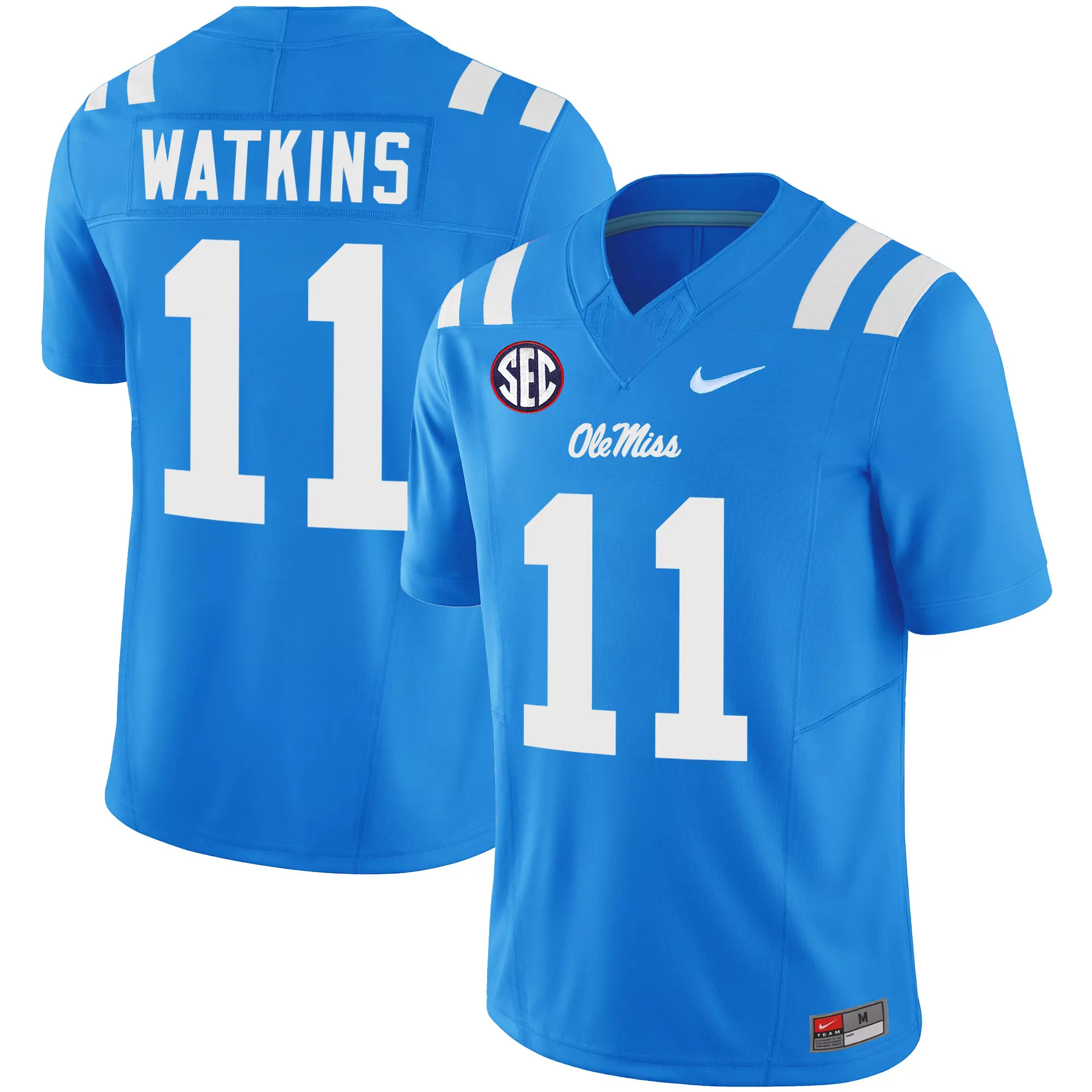 watkins 11 ole miss rebels 2023 youth blue all stitched vapor limited jersey