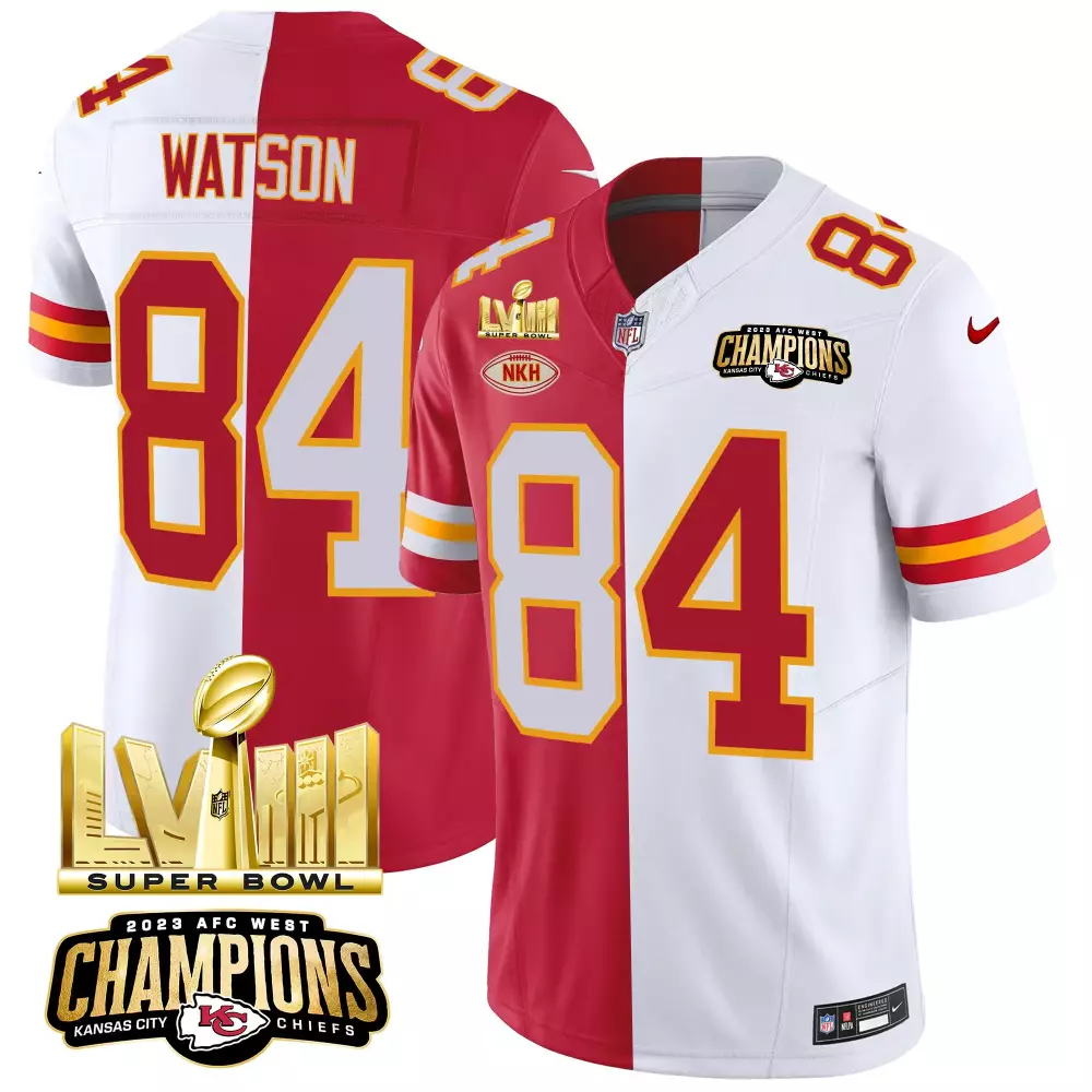 Watson 84 Kansas City Chiefs 2023 Stitched Vapor Jersey | Gold Patch Edition | For Men, Women & Youth