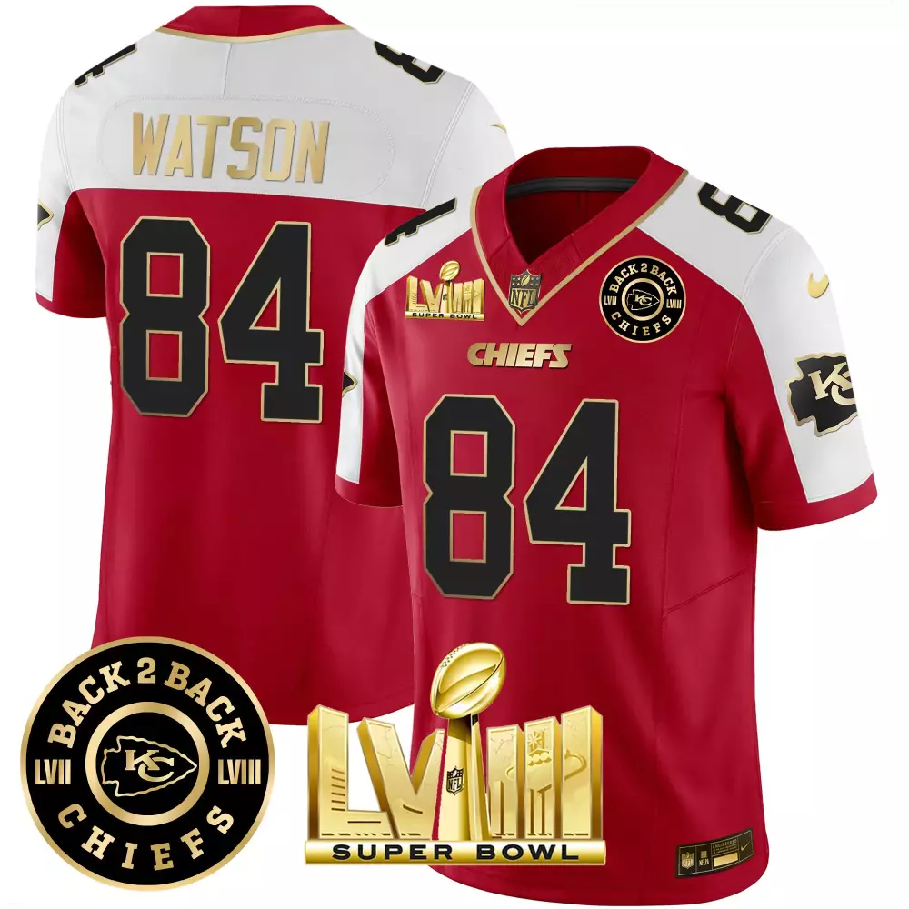 Watson 84 Kansas City Chiefs Red Women's All Stitched Vapor Jersey | Super Bowl LVIII Patch Edition | Fan Gear for Men, Women & Youth