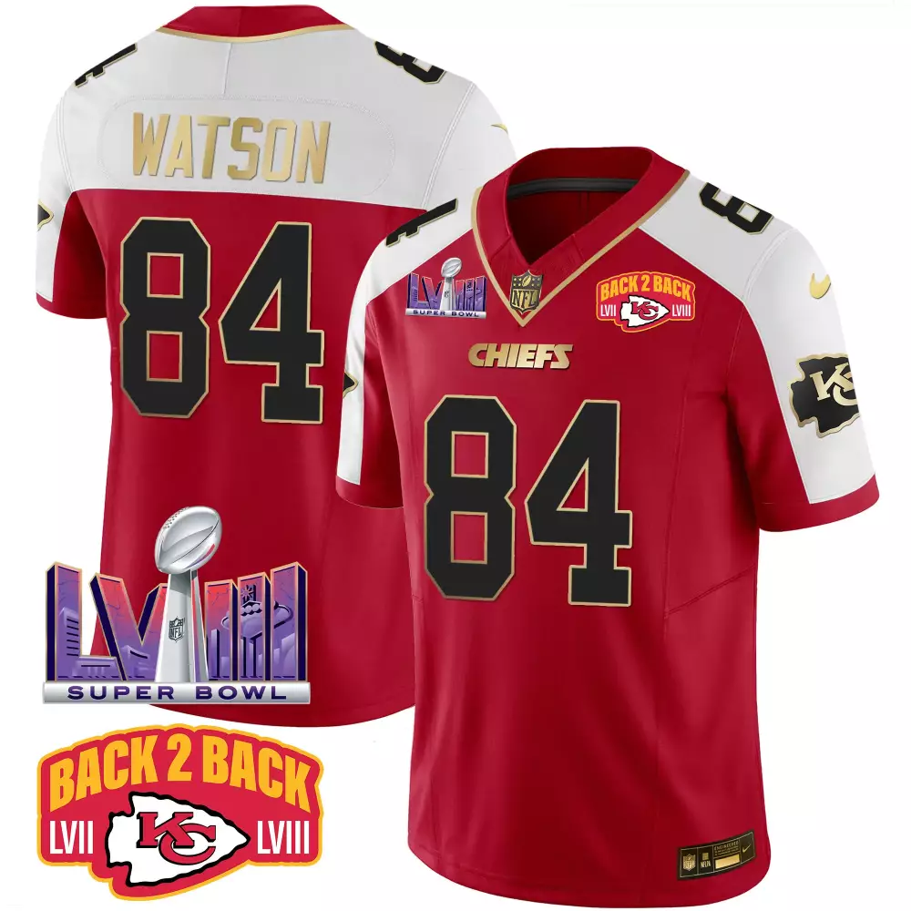 Watson 84 Kansas City Chiefs Red Vapor Jersey | Back 2 Back Super Bowl LVIII | All Stitched | For Men, Women & Youth