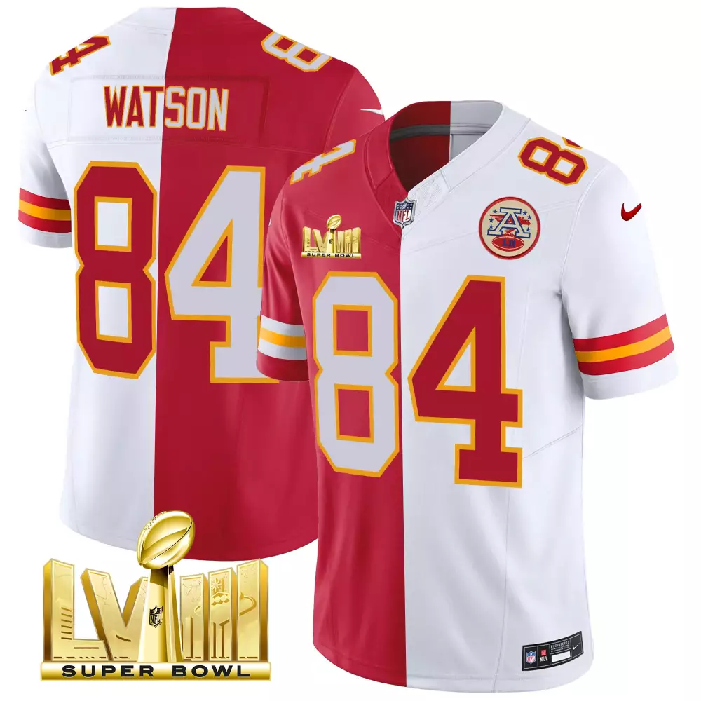 Watson 84 Kansas City Chiefs Super Bowl LVIII Gold Patch Vapor Jersey | All Stitched Quality | For Men, Women & Youth