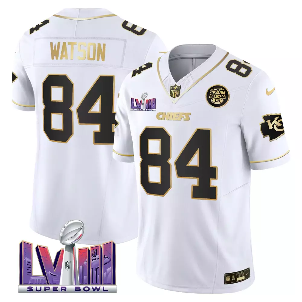 Watson 84 Kansas City Chiefs White Super Bowl LVIII Stitched Vapor Jersey | Limited Edition Fan Gear | For Men, Women & Youth