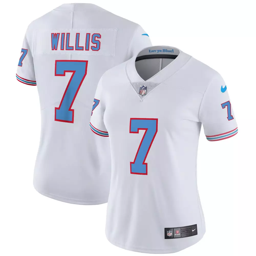 Willis 7 Women’s Titans White Limited All Stitched Vapor Jersey | 2023 | For Wom