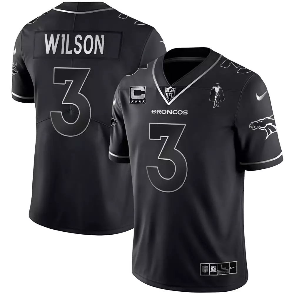 Wilson 3 Denver Broncos Black Stitched Vapor Jersey | 2023 Edition for Women
