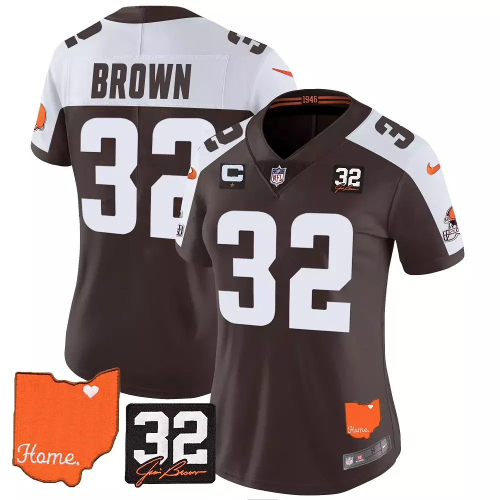 Women's Brown 32 Jersey 2023 | All Stitched Home Patch | For Men, Women & Youth