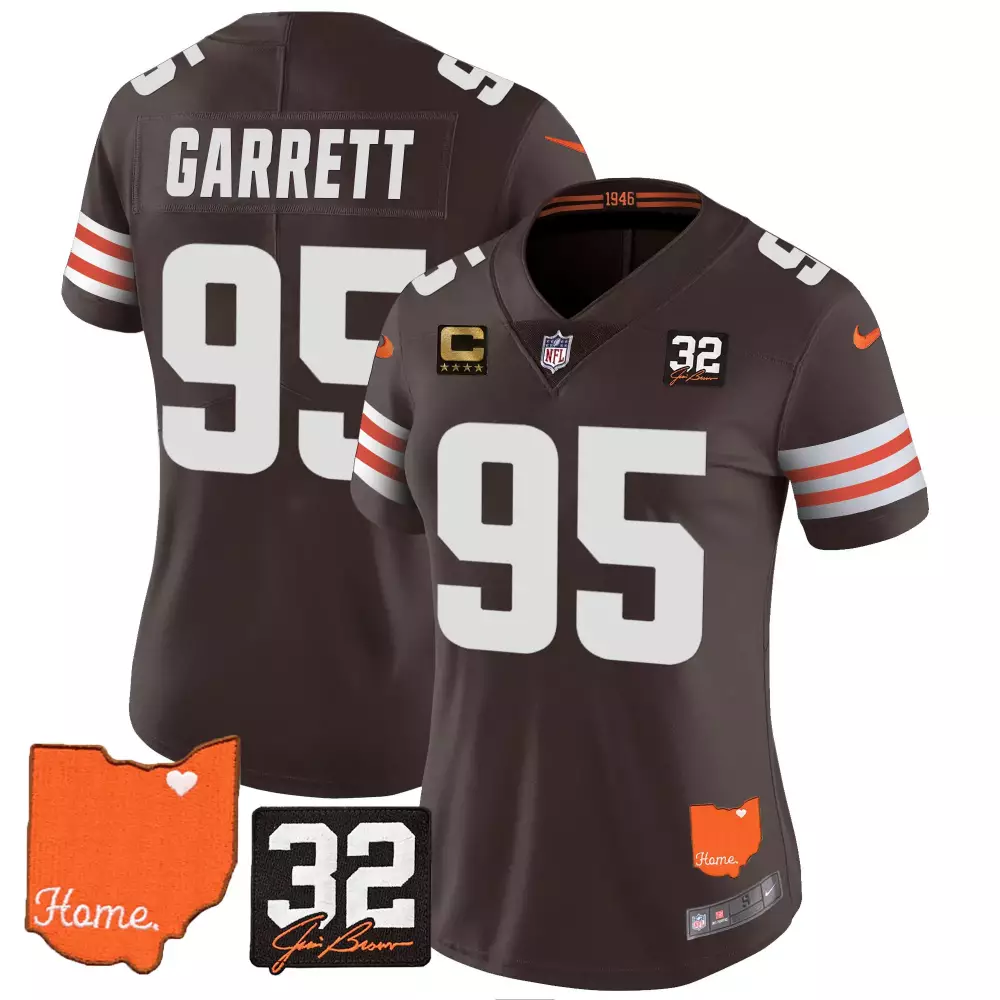 Women's Brown Garrett 95 Memorial Jersey | All Stitched Home Patch 2023 Edition | For Men, Women & Youth