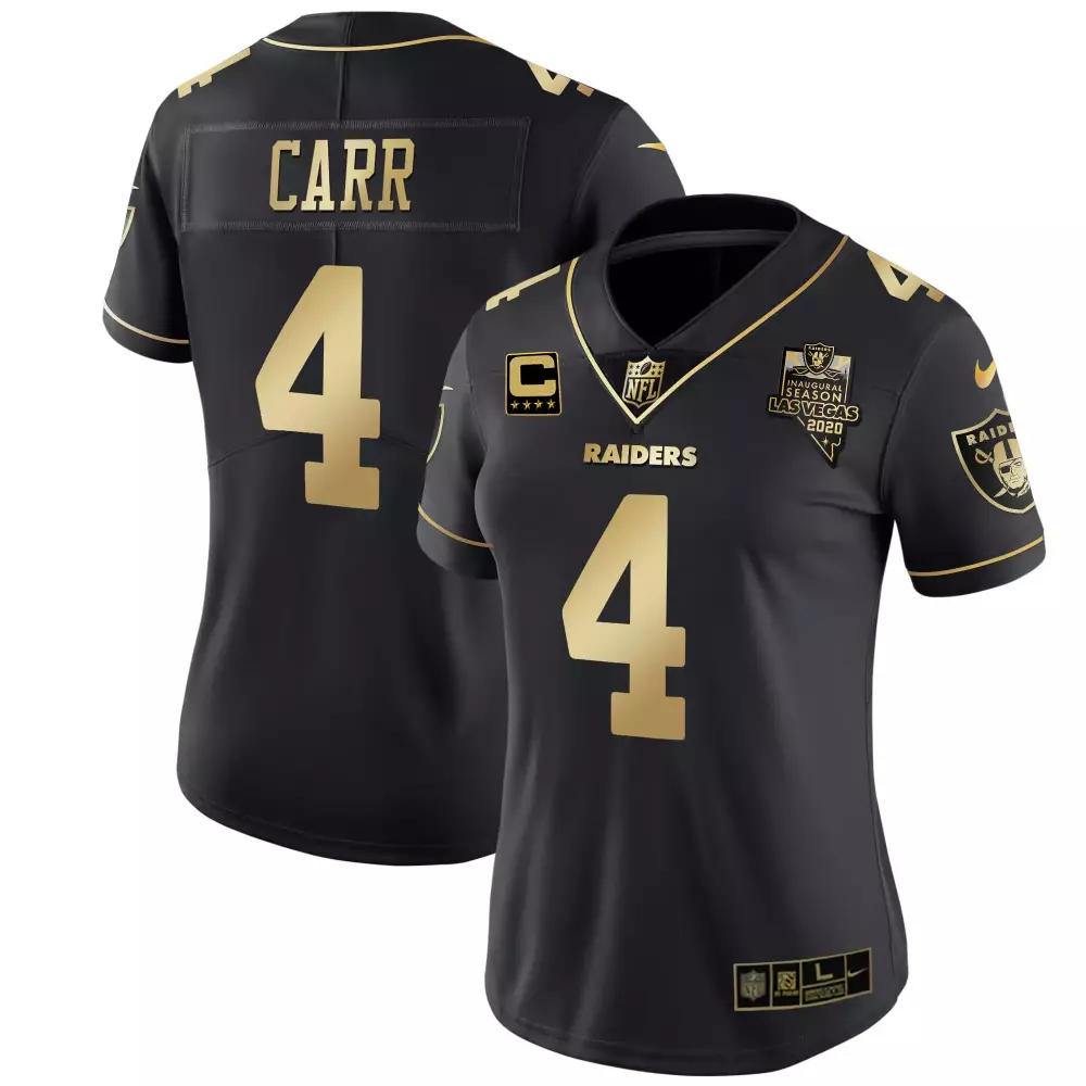 Carr 4 Las Vegas Raiders Women's Black Stitched Jersey | 2020 Name Patch | Fan Gear | For Women, Men & Youth