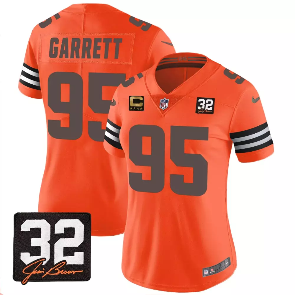 Garrett 95 Cleveland Browns Women's Orange Jersey | 2023 Stitched Vapor Edition with Memorial Patch | Ideal Fan Gear | For Men, Women & Youth