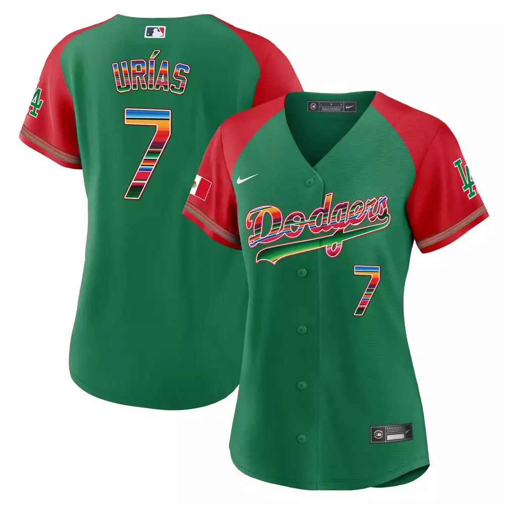Women's Green Dodgers Alternate Jersey | Urias 7 Stitched Vapor 2023 | Stylish Fan Gear | For Women & Youth