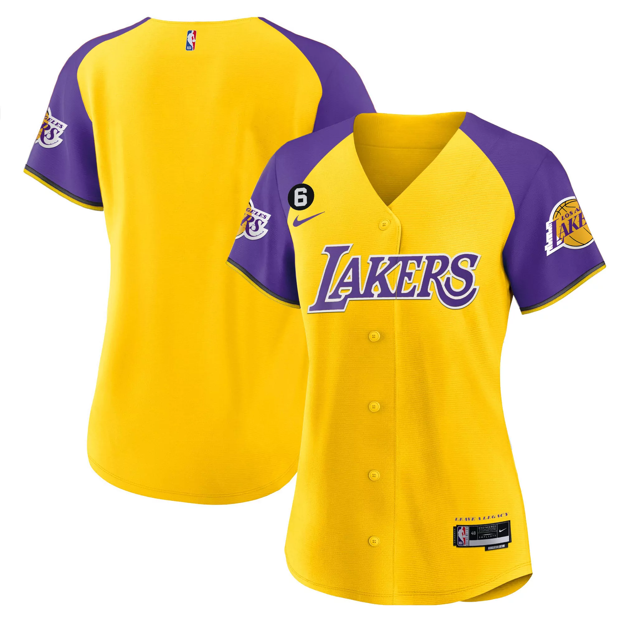 women s los angeles lakers yellow alternate jersey 6 all stitched vapor jersey