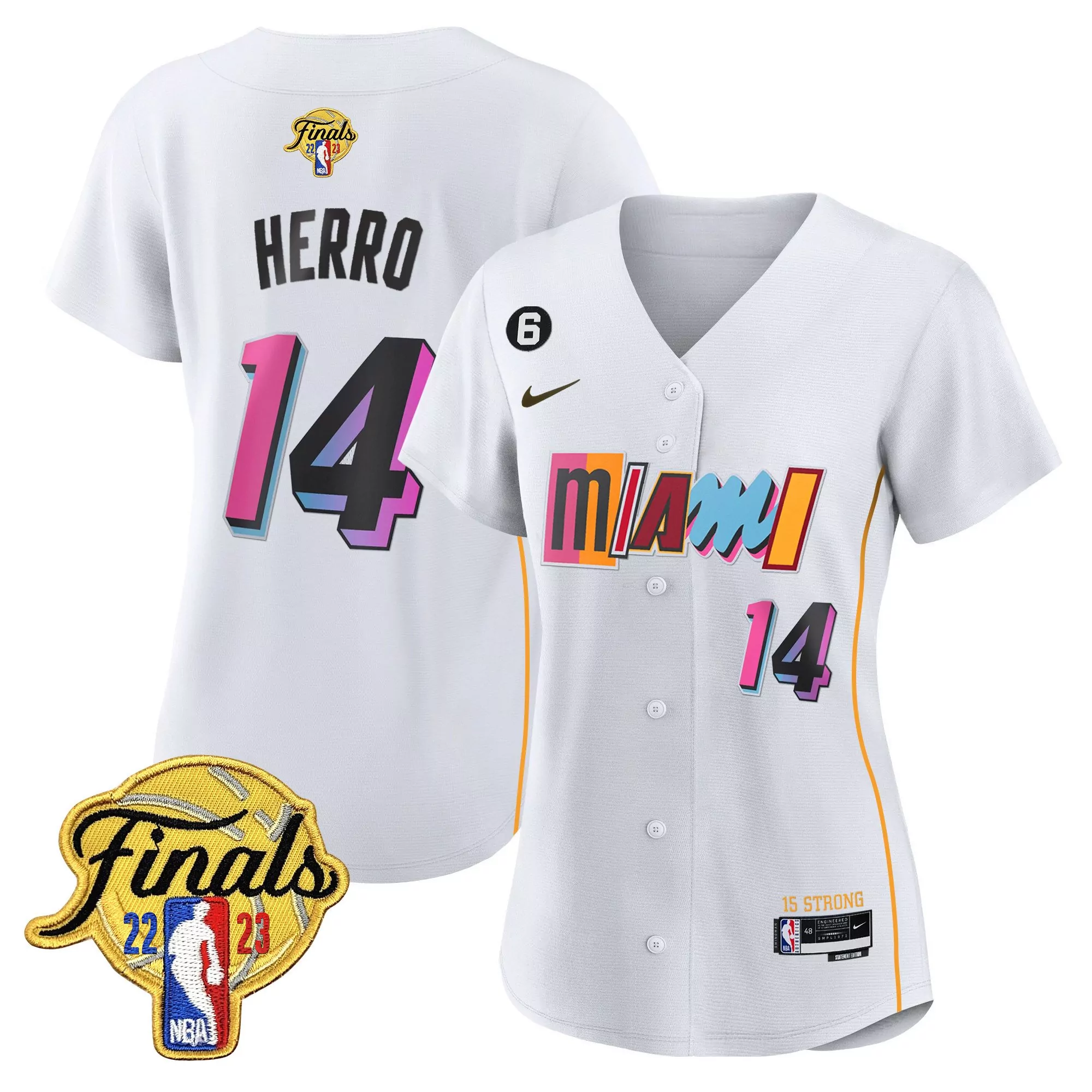 women s miami heat martin 16 2023 finals patch white all stitched vapor jersey