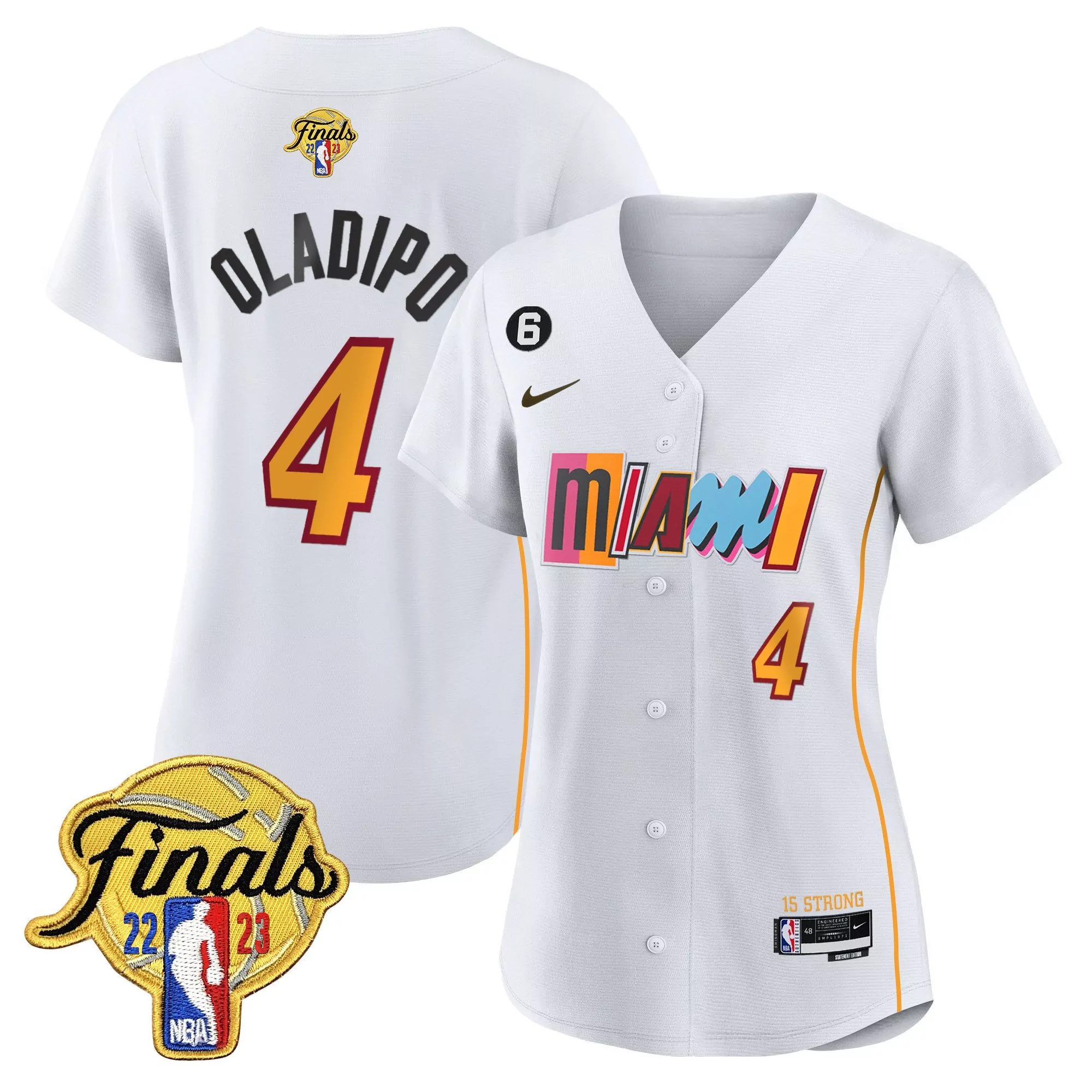 women s miami heat victor oladipo 4 white 2023 finals patch all stitched vapor jersey