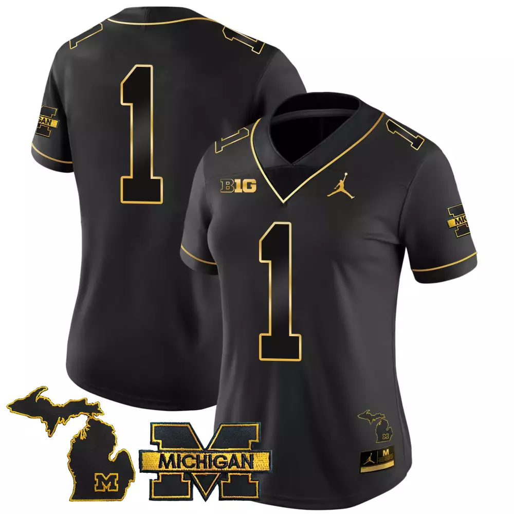 Women's Michigan Wolverines Black Jersey 1 | 2023 Vapor Limited All Stitched Style | Fan Gear for Game Day | For Men, Women & Youth
